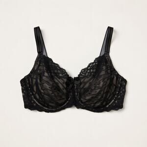 Chantelle Black Lace Underwire Balconette Bra 40 DDD
